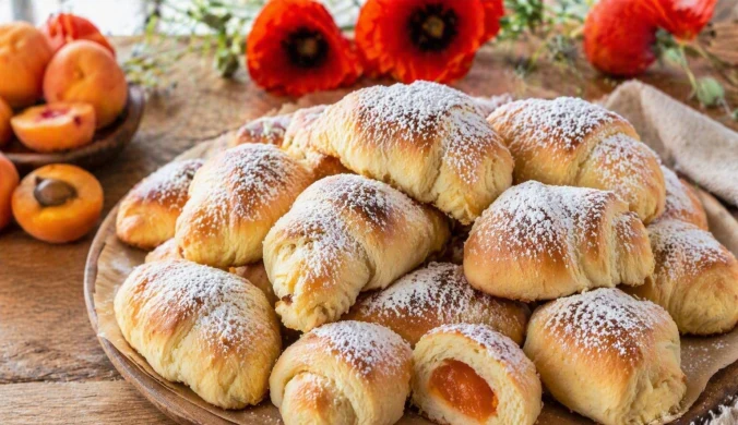 Drożdżowe rogaliki z morelami