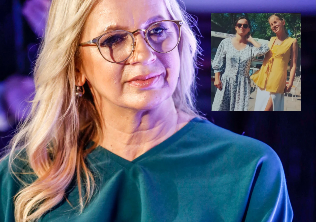 Marzena Rogalska pokazała archiwalne zdjęcie z Joanną Kołaczkowską Kobieta w okularach i eleganckiej, zielonej bluzce z blond włosami opadającymi na ramiona, a w rogu ujęcia umieszczona jest fotografia dwóch młodych kobiet – jedna ubrana w jasną, letnią sukienkę, druga w żółtą tunikę i białe spodnie, stojących obok si...
