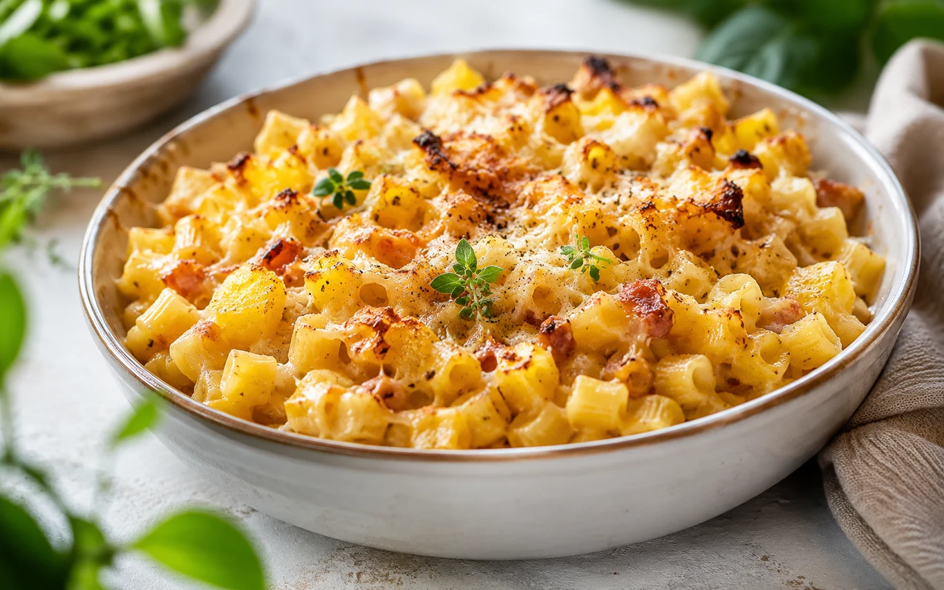 Pasta e patate alla tiella Pasta e patate alla tiella