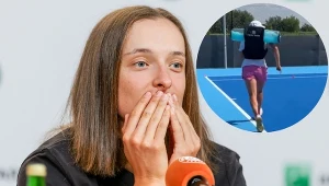 Nagranie treningu Świątek w sieci. Uwagę przykuwa, co ma na plecach