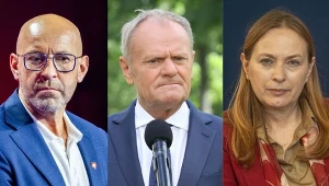 Od lewej: minister sportu i turystyki Jakub Rutnicki, premier Donald Tusk, minister funduszy i polityki regionalnej Katarzyna Pełczyńska-Nałęcz