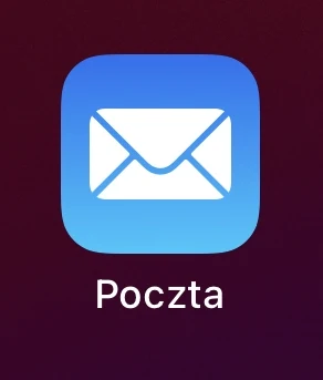 Ikona aplikacji Poczta z białą kopertą na niebieskim tle.