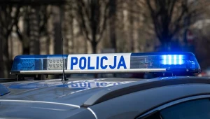 Policyjny radiowóz na sygnale. Zdjęcie ilustracyjne
