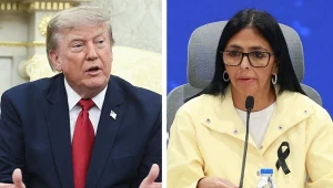 Wenezuela zwróciła się do USA po pomoc. Chodzi o skutki trzęsienia ziemi. Na zdj. Donald Trump i Delcy Rodriguez