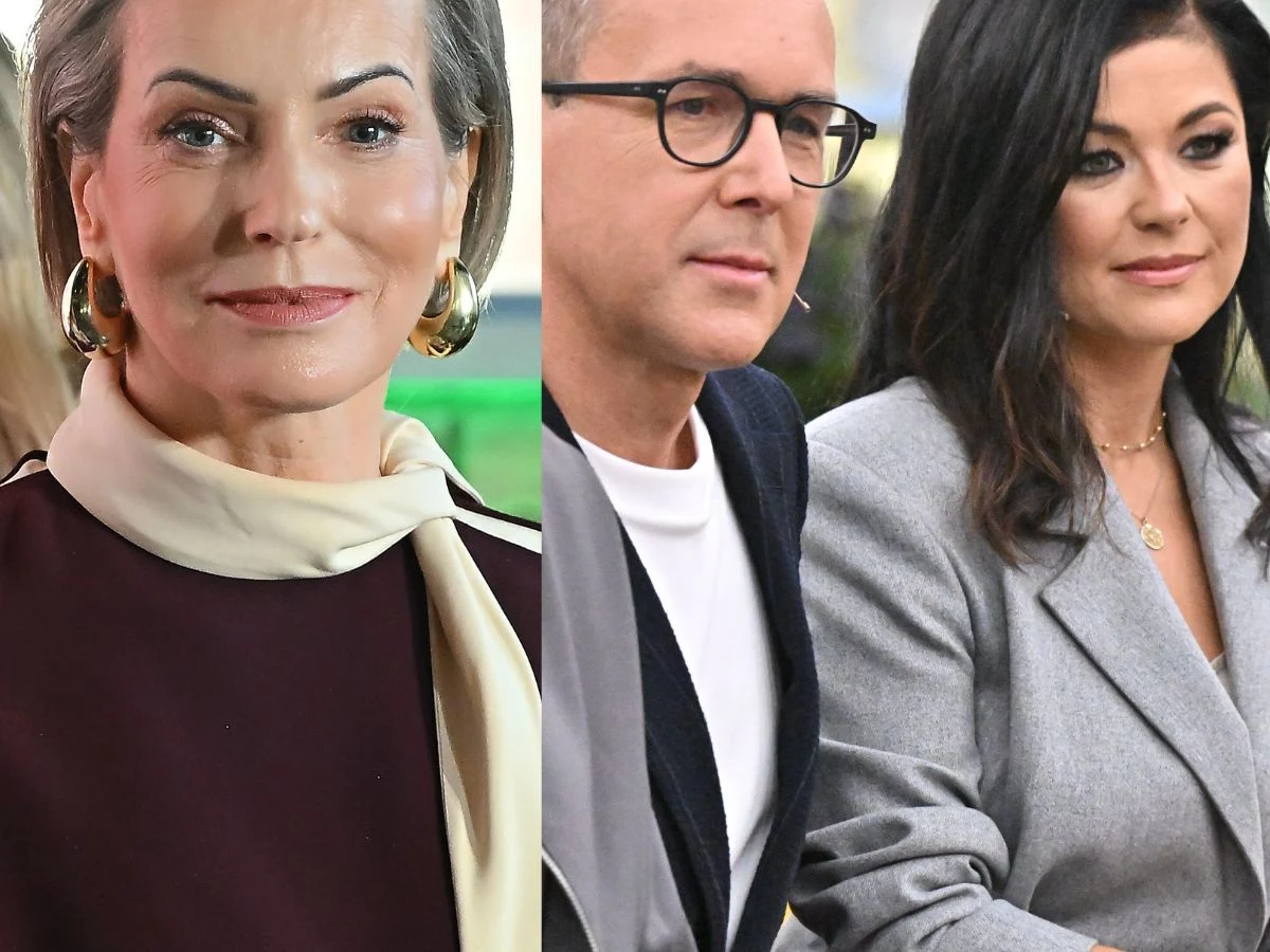 Paulina Smaszcz, Maciej Kurzajewski, Katarzyna Cichopek Paulina Smaszcz, Katarzyna Cichopek i Maciej Kurzajewski. Trzy elegancko ubrane osoby patrzące w obiektyw.