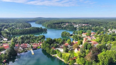 Widok z góry na Łagów i Jezioro Trześniowskie