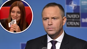 Na zdjęciu wicemistrzyni olimpijska Julia Szeremeta oraz prezydent RP Karol Nawrocki