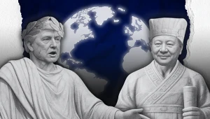 Donald Trump i Xi Jinping rządzą światem. Grafika: Lidia Ławecka