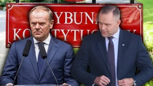 Donald Tusk i Karol Nawrocki na siedziby Trybunału Konstytucyjnego