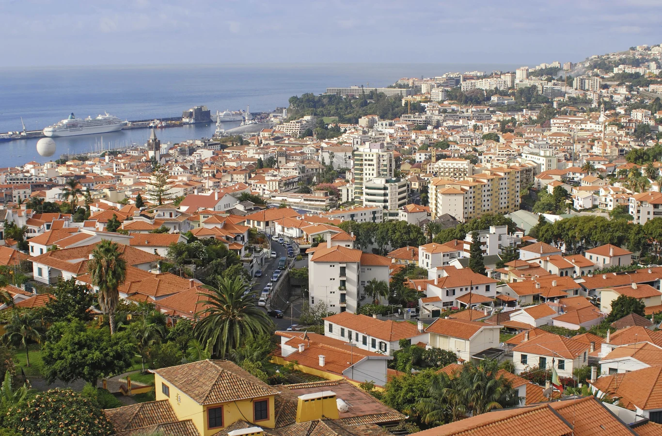 Według medialnych doniesień na miejsce ślubu i wesela para miała wybrać Maderę, a dokładniej miasto Funchal. Panorama miasta z gęsto rozmieszczonymi budynkami o pomarańczowych dachach, w tle port z zacumowanym dużym statkiem wycieczkowym i błękitne wody oceanu.