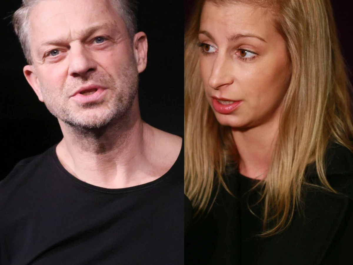 Grzegorz Damięcki, Magdalena Schejbal Grzegorz Damięcki i Magdalena Schejbal na wspólnym zdjęciu na ciemnym tle.