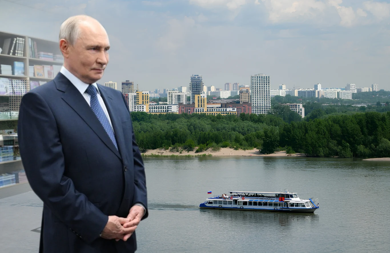 Władimir Putin złożył wizytę w Nowosybirsku Władimir Putin na tle Nowosybirska