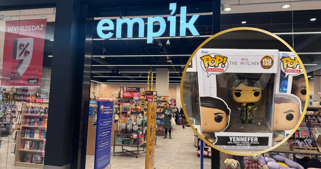 Empik daje 50% rabatu na figurki Funko POP! Fani BTS i Pokémonów mają w czym wybierać Wejście do sklepu Empik z ekspozycją książek i gadżetów; na pierwszym planie figurka Funko Pop! Yennefer w opakowaniu.