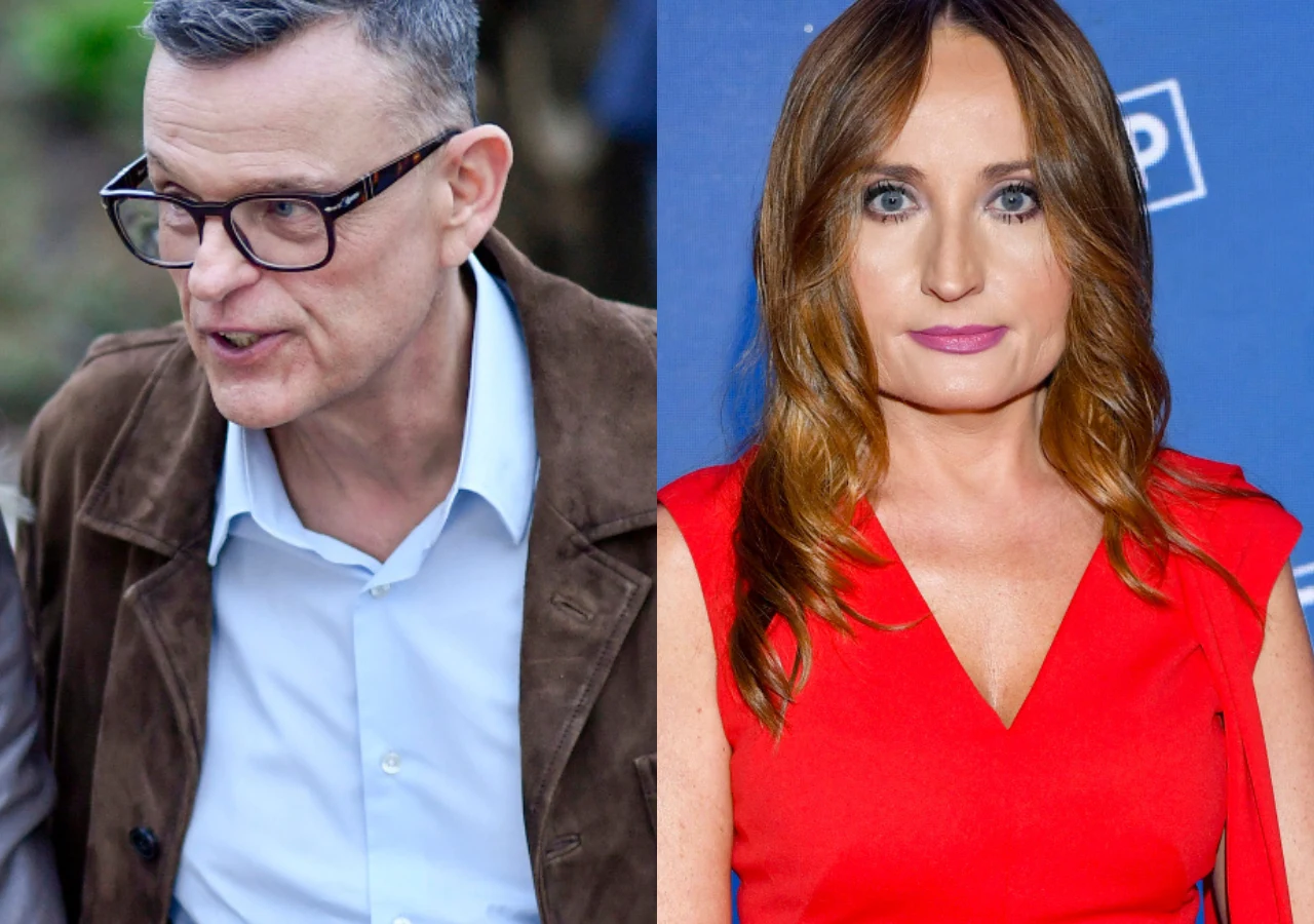 Andrzej Morozowski, Justyna Dobrosz-Oracz Andrzej Morozowski i Justyna Dobrosz-Oracz na wspólnej fotografii na tle ścianki z logo.