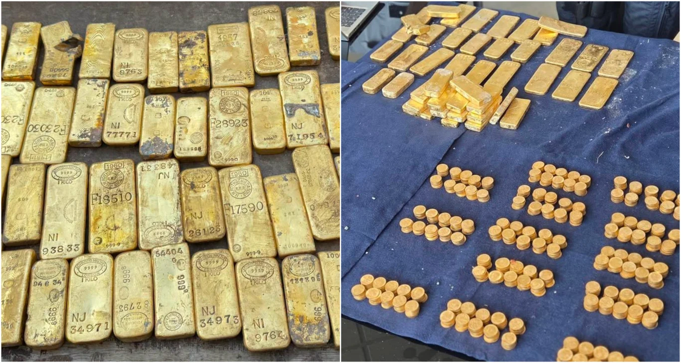 Na belgijskiej budowie znaleziono monety i sztabki złota o wartości ok. 9 mln euro Ułożone w rzędach sztabki oraz monety ze złota, z widocznymi wybitymi numerami i oznaczeniami na powierzchni.