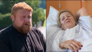 Sołtys Siedlisk Wojciech Tatara i pani Helena - poszkodowana w wypadku na Węgrzech