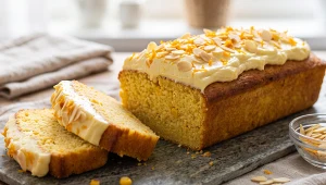 Ciasto kukurydziane z pomarańczowym kremem na bazie mascarpone i białej czekolady