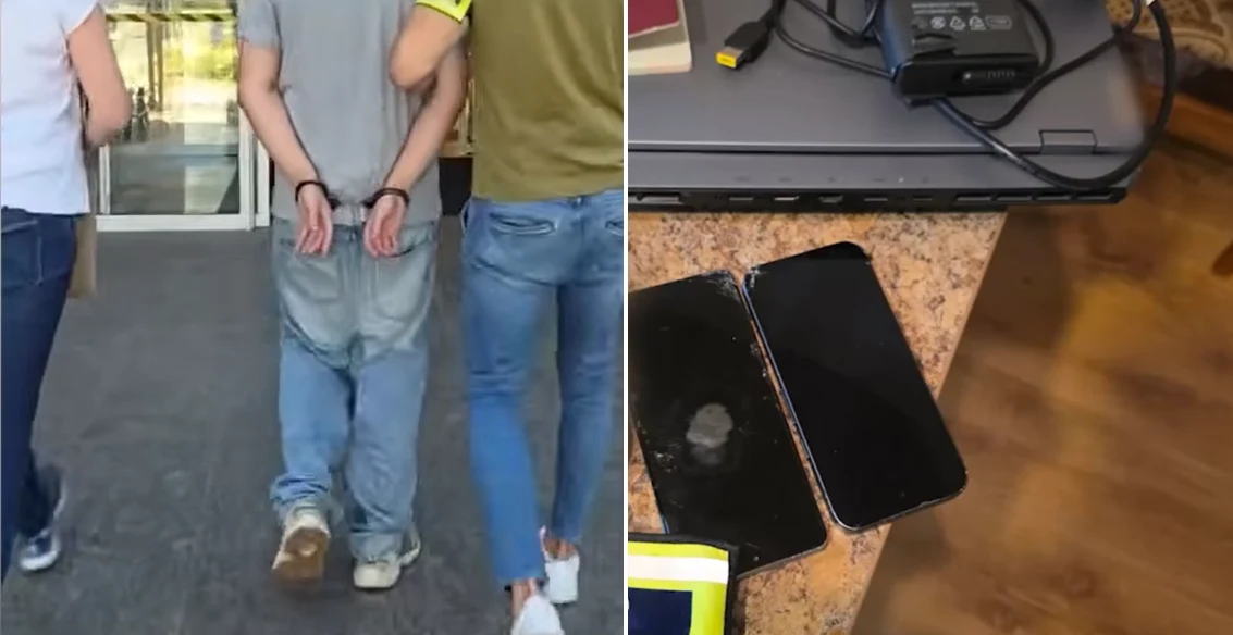 23-latek z woj. lubelskiego zatrzymany. Planował zamach na polityków Mężczyzna w kajdankach prowadzony przez dwie osoby, na blacie laptop, telefon i urządzenia elektroniczne.