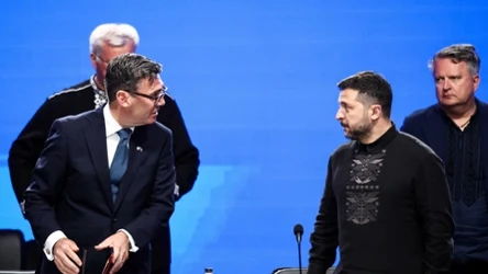 Premier Wielkiej Brytanii Andy Burnham i prezydent Ukrainy Wołodymyr Zełenski
