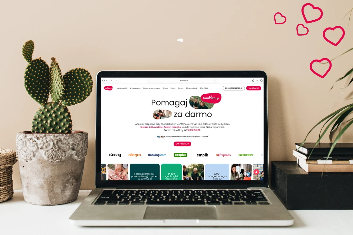 Mechanizm pomagania FaniMani opiera się na czymś, co wiele osób już robi regularnie – zakupach online w znanych sklepach