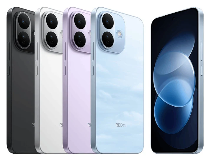 Xiaomi Redmi Note 17 Pro 5G. Cztery smartfony w różnych kolorach ustawione w rzędzie, każdy z nowoczesnym designem, podwójnym aparatem z tyłu i dużym wyświetlaczem na froncie.