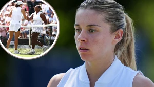 Na zdjęciu Maja Chwalińska oraz Iga Świątek w pomeczowym uścisku z Taylor Townsend