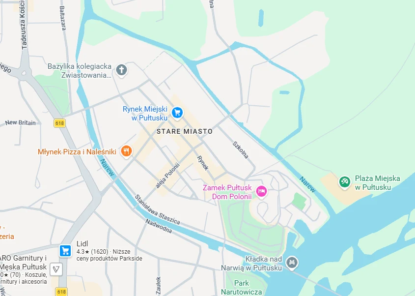 Pułtusk nazywany jest Wenecją Mazowsza Centralna część Pułtuska z widocznym Rynkiem Miejskim, Zamkiem Dom Polonii, Bazyliką kolegiacką Zwiastowania oraz rozległymi terenami wzdłuż rzeki Narwi, łącznie z plażą miejską i parkami.