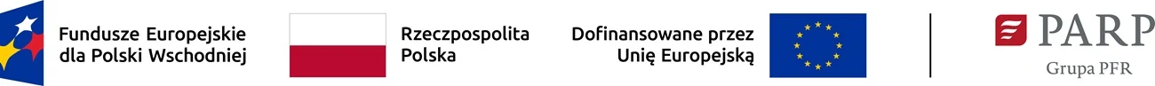 Logotypy Funduszy Europejskich, Rzeczypospolitej Polskiej, Unii Europejskiej i Polskiej Agencji Rozwoju Przedsiębiorczości, wraz z informacją o dofinansowaniu projektu.