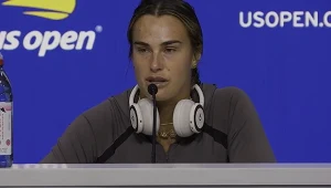 Aryna Sabalenka na konferencji prasowej po swoim pierwszym meczu na US Open 2026