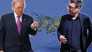 Donald Trump rozważa zmianę stanowiska w sprawie Falklandów. Na zdj. po prawej premier Andy Burnham
