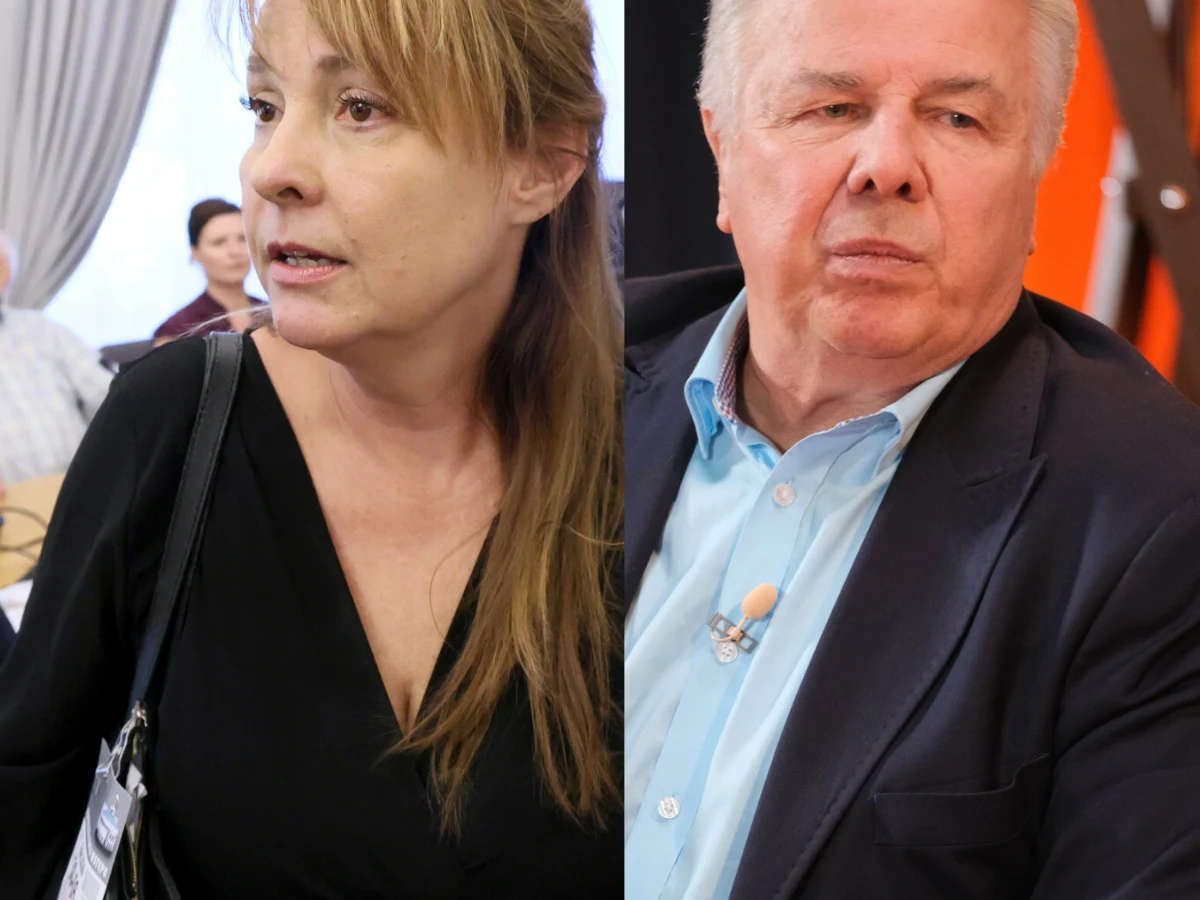 Justyna Sieńczyłło, Emilian Kamiński Justyna Sieńczyłło i Emilian Kamiński na podzielonym ekranie. Justyna w czarnej bluzce, Emilian w koszuli i marynarce.