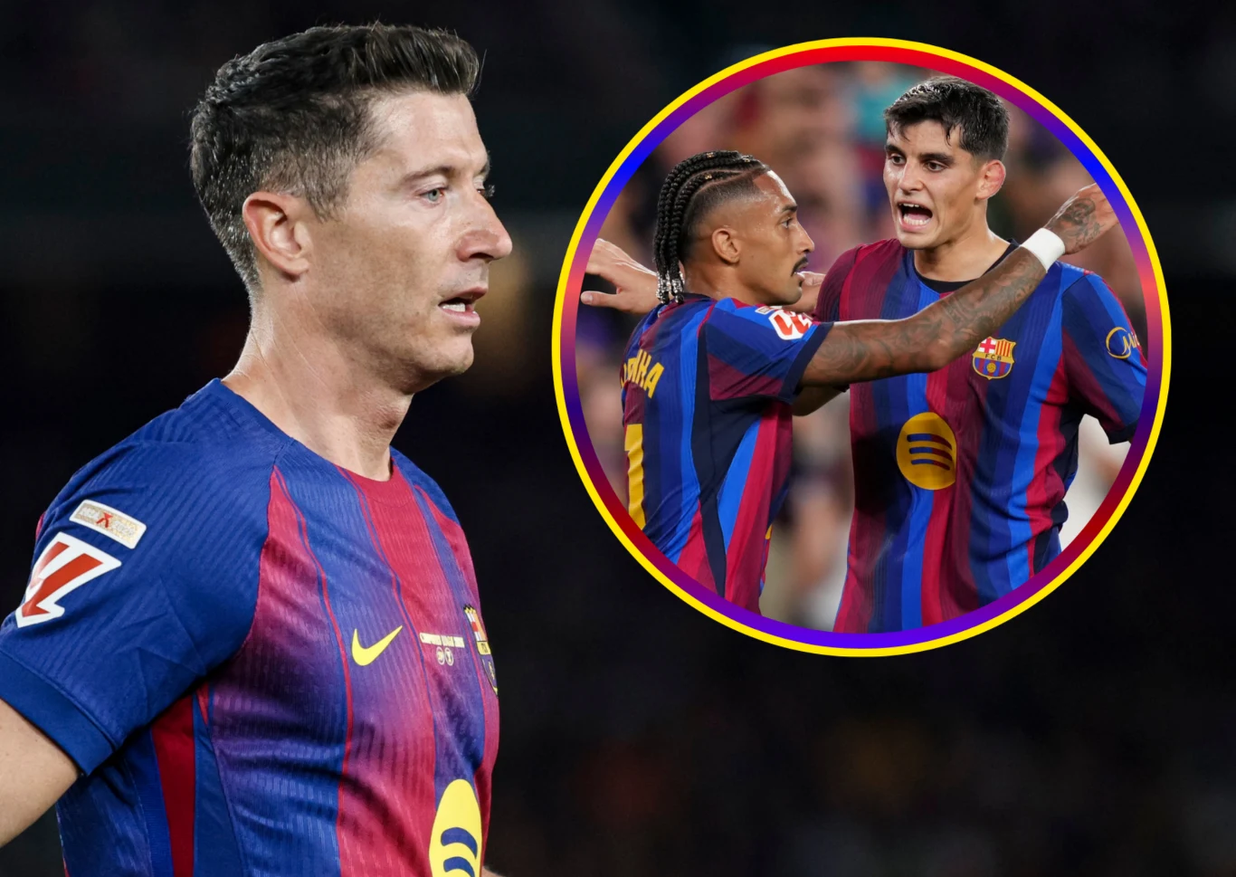 Robert Lewandowski / Raphinha i Gerard Martin article cover