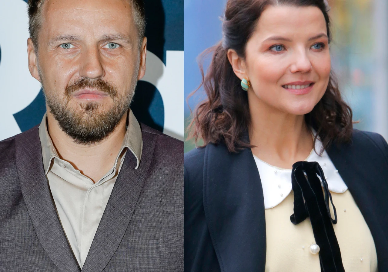 Paweł Domagała, Joanna Jabłczyńska Paweł Domagała w garniturze oraz Joanna Jabłczyńska w jasnej bluzce z kokardą.