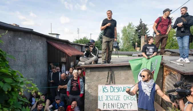 Uczestnicy protestu podczas eksmisji komorniczej na Osiedlu Maltańskim w Poznaniu, 2 września 2026.