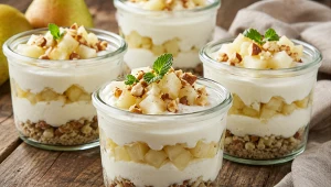 Deser z kajmakiem, mascarpone i gruszkami