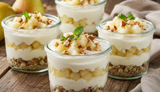 Deser z kajmakiem, mascarpone i gruszkami