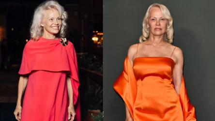 Pamela Anderson stawia na kolor. W Wenecji brylowała w czerwieni i pomarańczu