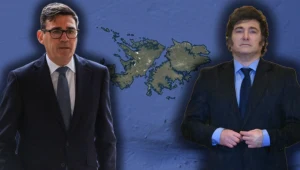 Wielka Brytania odpowiada na groźby Argentyny wobec Falklandów (od lewej: Andy Burnham, Javier Milei)