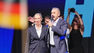 Ulrich Segmund i Alice Weidel podczas wieczoru wyborczego AfD w Saksonii-Anhalt