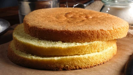 Upieczony i wystudzony biszkopt kroję na trzy blaty