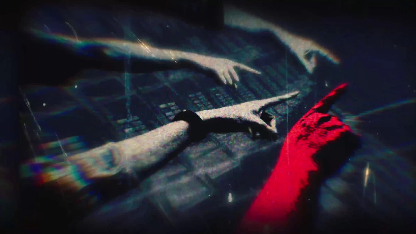 Persona 6 Ekran z kilkoma dłońmi wskazującymi jeden punkt, jedna wyróżniona czerwoną barwą.