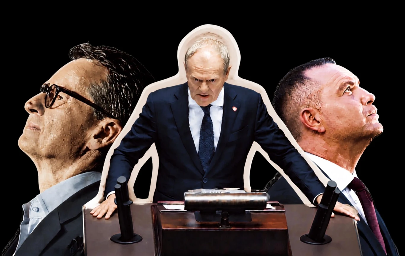 Na zdjęciu od lewej: były premier Mateusz Morawiecki, premier Donald Tusk i prezydent Karol Nawrocki Premier Donald Tusk, były premier Mateusz Morawiecki i prezydent Karol Nawrocki