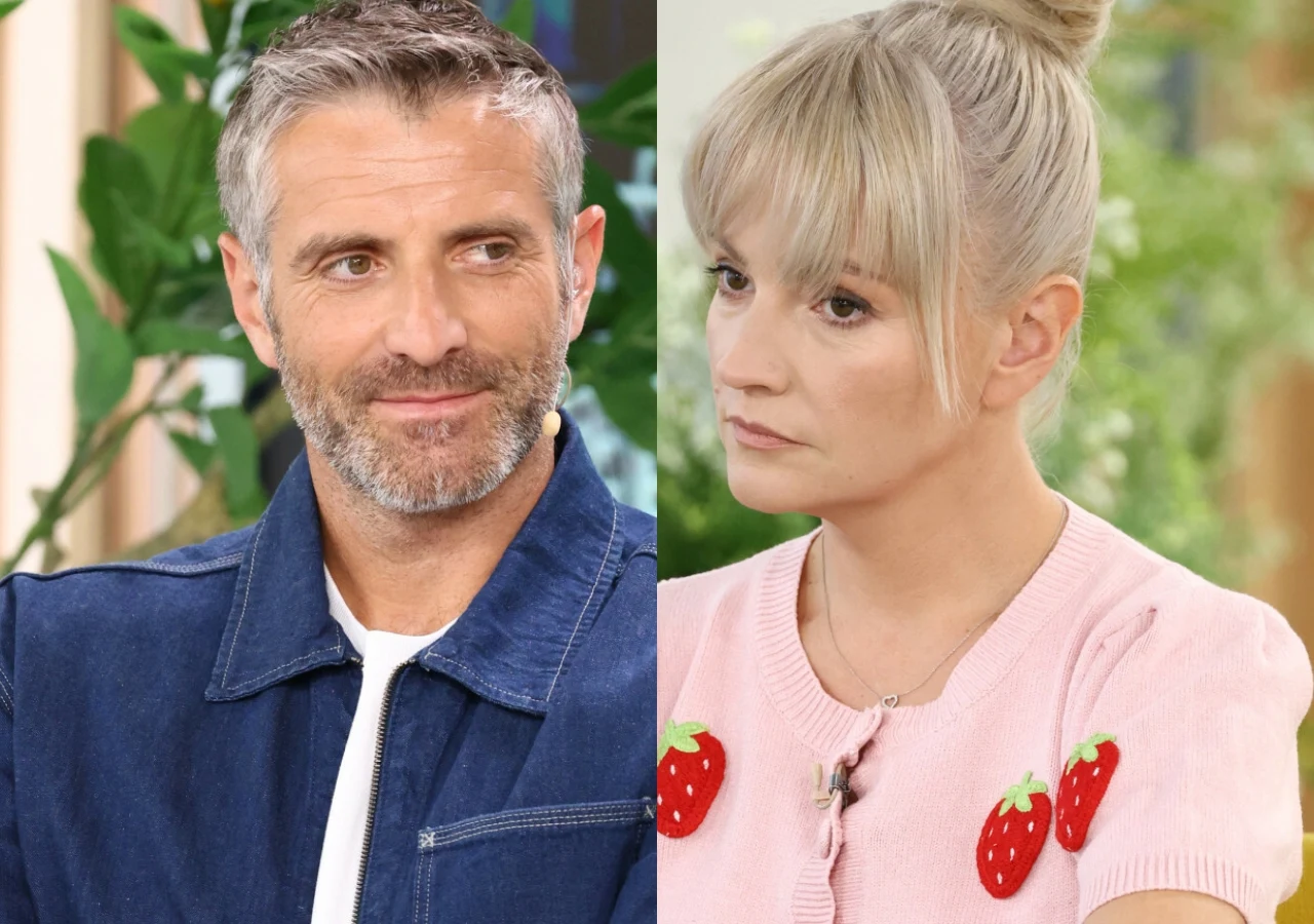 Maciej Dowbor i Dorota Szelągowska Dziennikarz Maciej Dowbor w jeansowej koszuli i prezenterka Dorota Szelągowska w swetrze w truskawki
