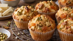 Muffiny z białą czekoladą, morelami i pistacjami