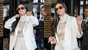 Demi Moore zachwyca w półprzezroczystym looku Magdy Butrym w Nowym Jorku