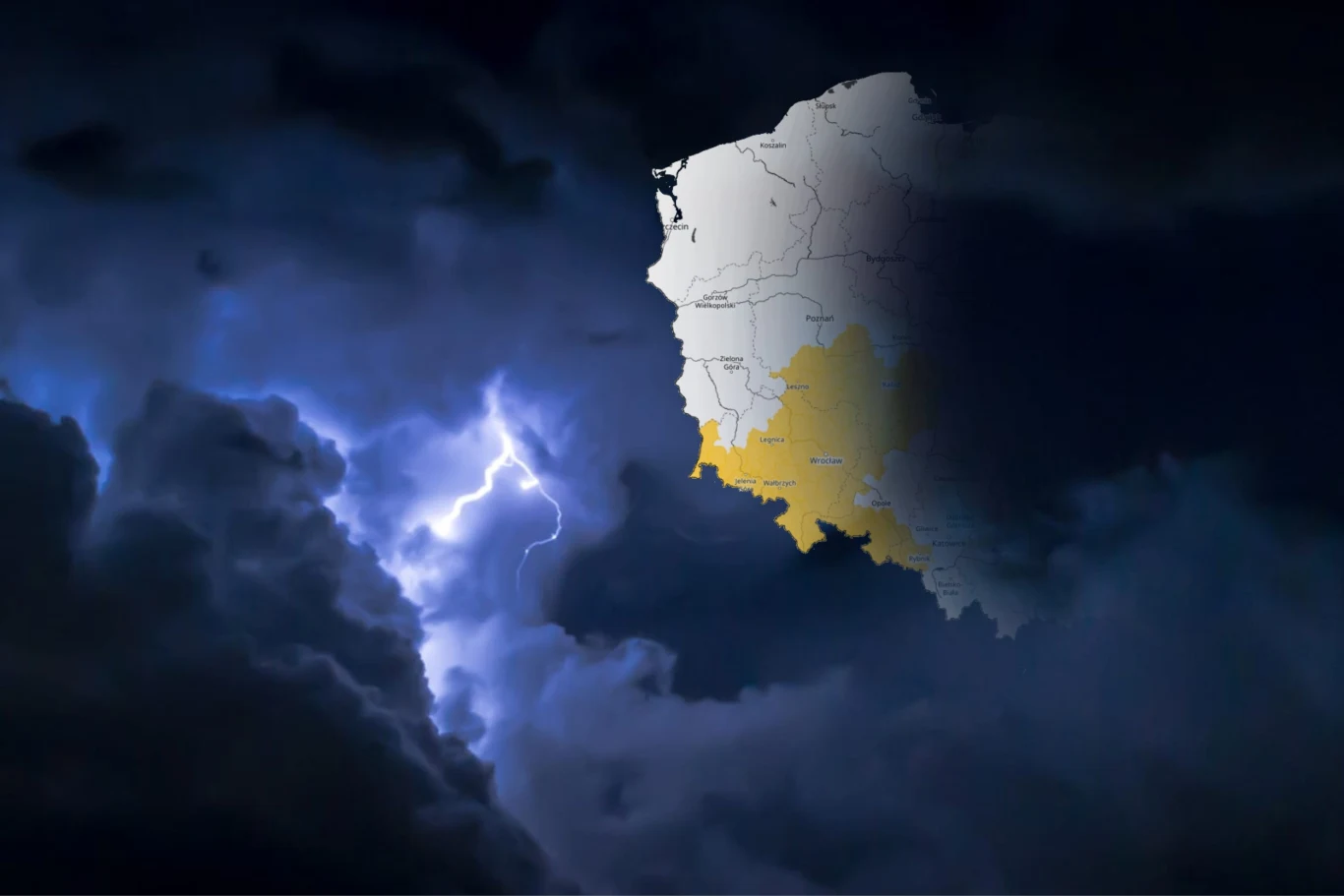Pięć województw objętych jest ostrzeżeniami IMGW pierwszego stopnia z powodu burz z intensywnymi opadami deszczu Burze z ulewami w południowo-zachodniej Polsce zaczną się wieczorem i utrzymają w nocy. IMGW wydał nowe ostrzeżenia