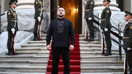 Prezydent Ukrainy Wołodymyr Zełenski podczas wizyty w Wielkiej Brytanii