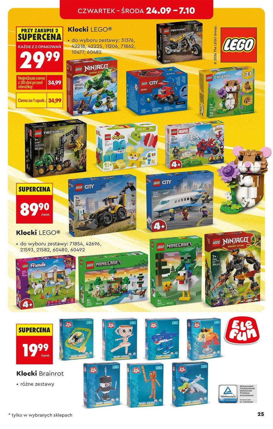 Klocki LEGO po 29,99 zł przy zakupie dwóch i po 89,90 zł w gazetce Biedronki