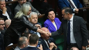 Marcin Horała odbiera gratulacje po wyborze na stanowisko wicemarszałka Sejmu