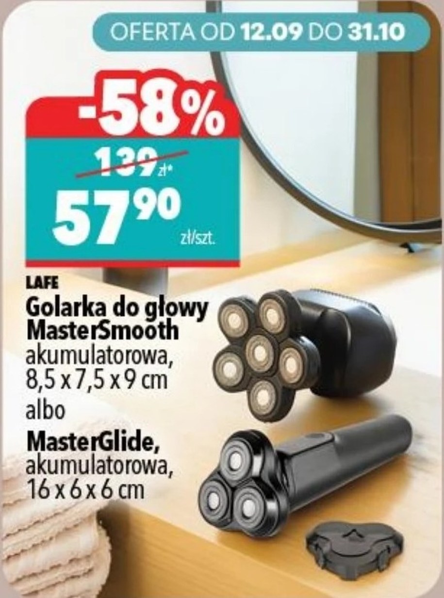 Golarka do głowy Lafe MasterSmooth i golarka męska MasterGlide za 57,90 zł w gazetce Biedronka Home